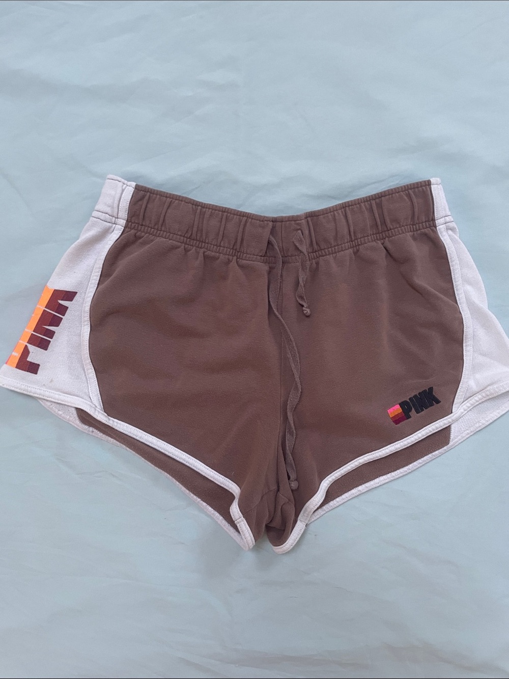PINK Victoria's Secret Brown Athletic Shorts with White Trim